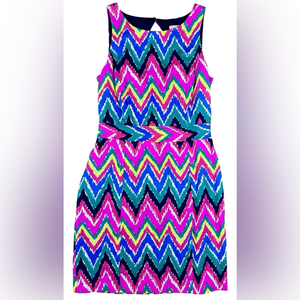 Lilly Pulitzer Hearts A Flutter Sleeveless Chevron Dress Size 2